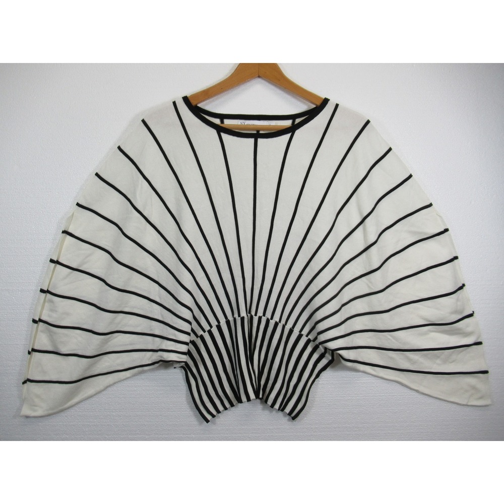 NEW New York & Company Dolman Sweater Women Large Ivory/Black